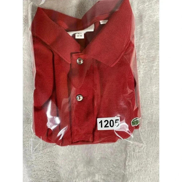 Lacoste Polo Shirt Mens US XXL Sleeve Red w Alligator Logo Casual - Picture 7 of 7
